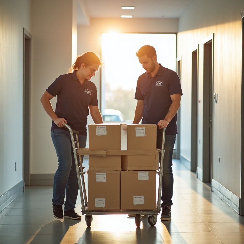 Operatore durante il ritiro certificato di documenti cartacei dall'archivio del cliente